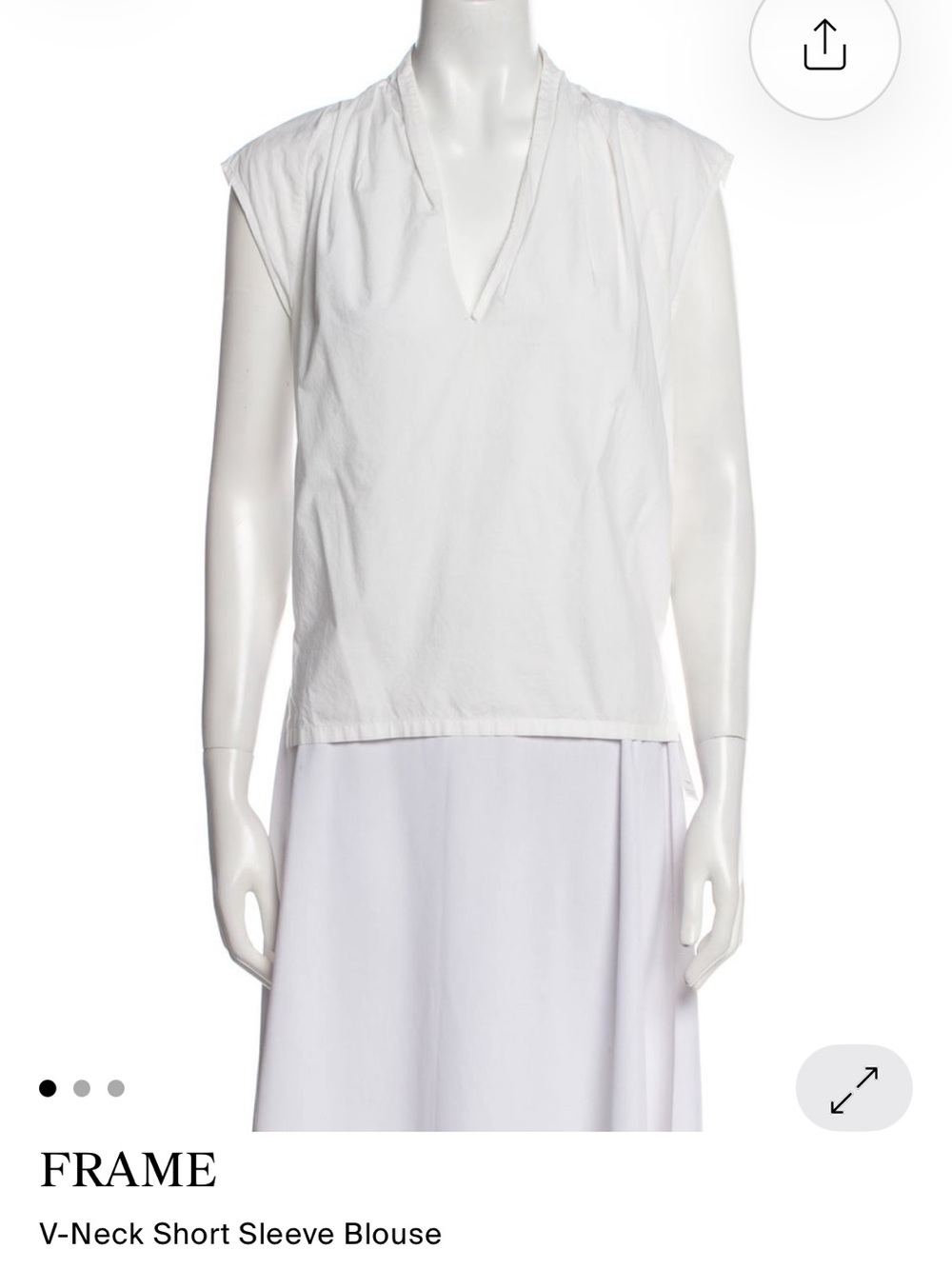 FRAME White v-neck cotton blouse